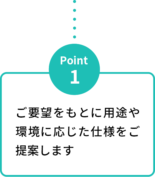 ご要望をもとに用途や環境に応じた仕様をご提案します